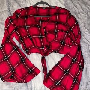 Cropped flannel top
